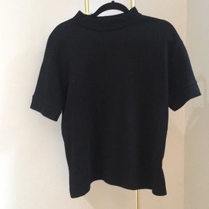 BLACK MOCK NECK SHORT SLEEVE SWEATER